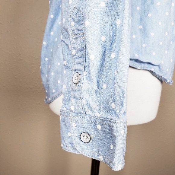 Madewell Chambray Polka Dot Button Down Shirt XS - Picture 5 of 8